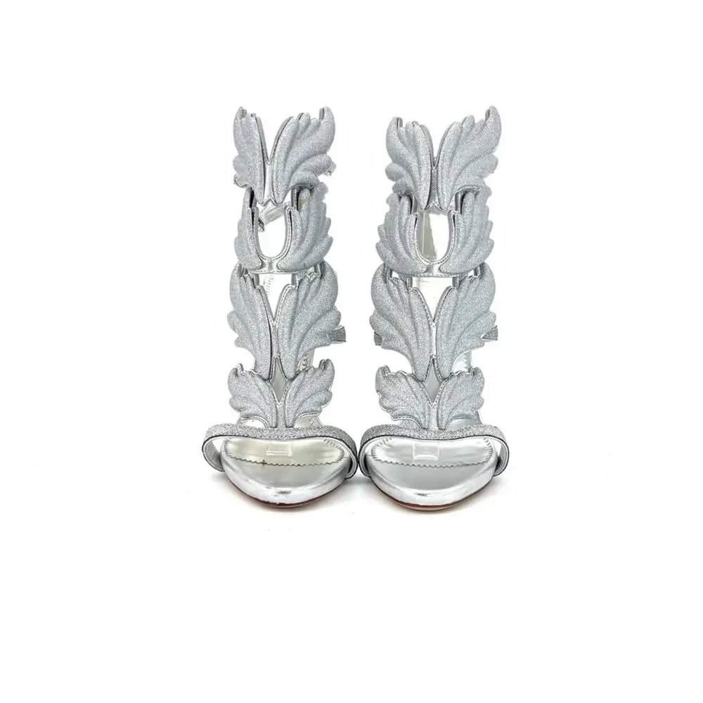 NIB Giuseppe Zanotti Cruel Summer Silver Glitter Wing Strappy Sandals 37 - Picture 7 of 12
